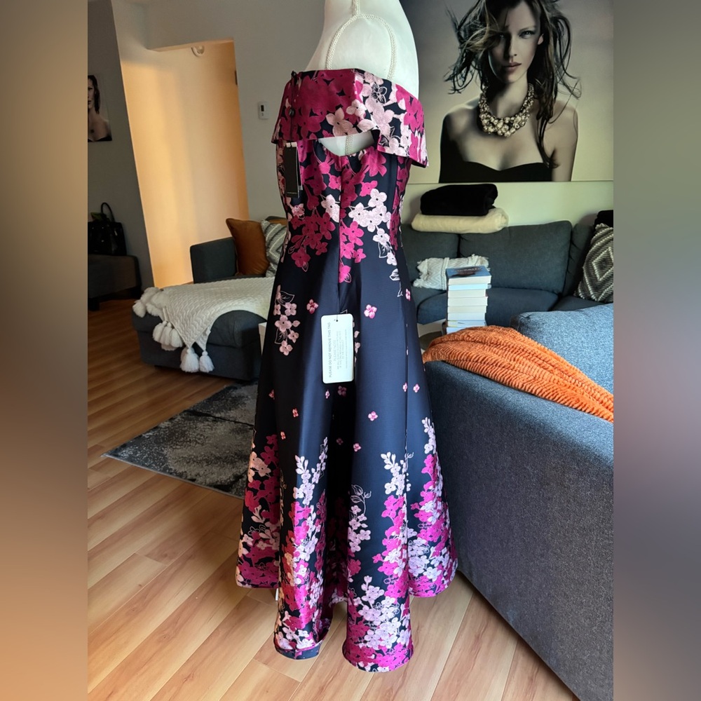 Adrianna Papell Navy and Pink Floral Dress - Picture 4 of 7